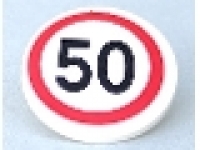 Verkehrsschild  mit Clip 50 km/h, weiß